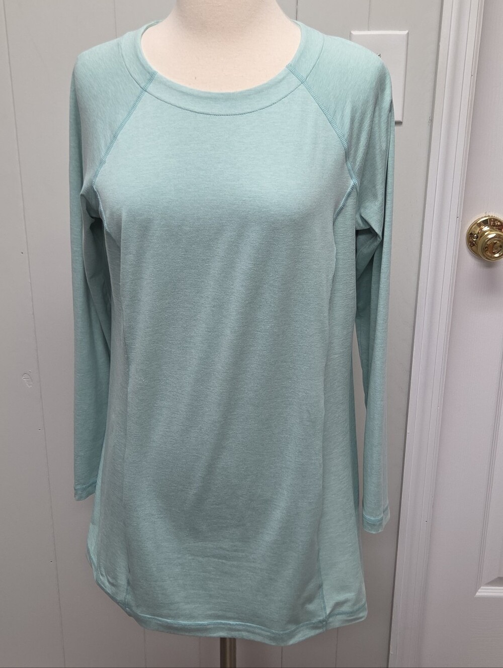 J.Jill Fit Womens Fit Marled Tunic Top Mint Green Athleisure Long Sleave Shirt S